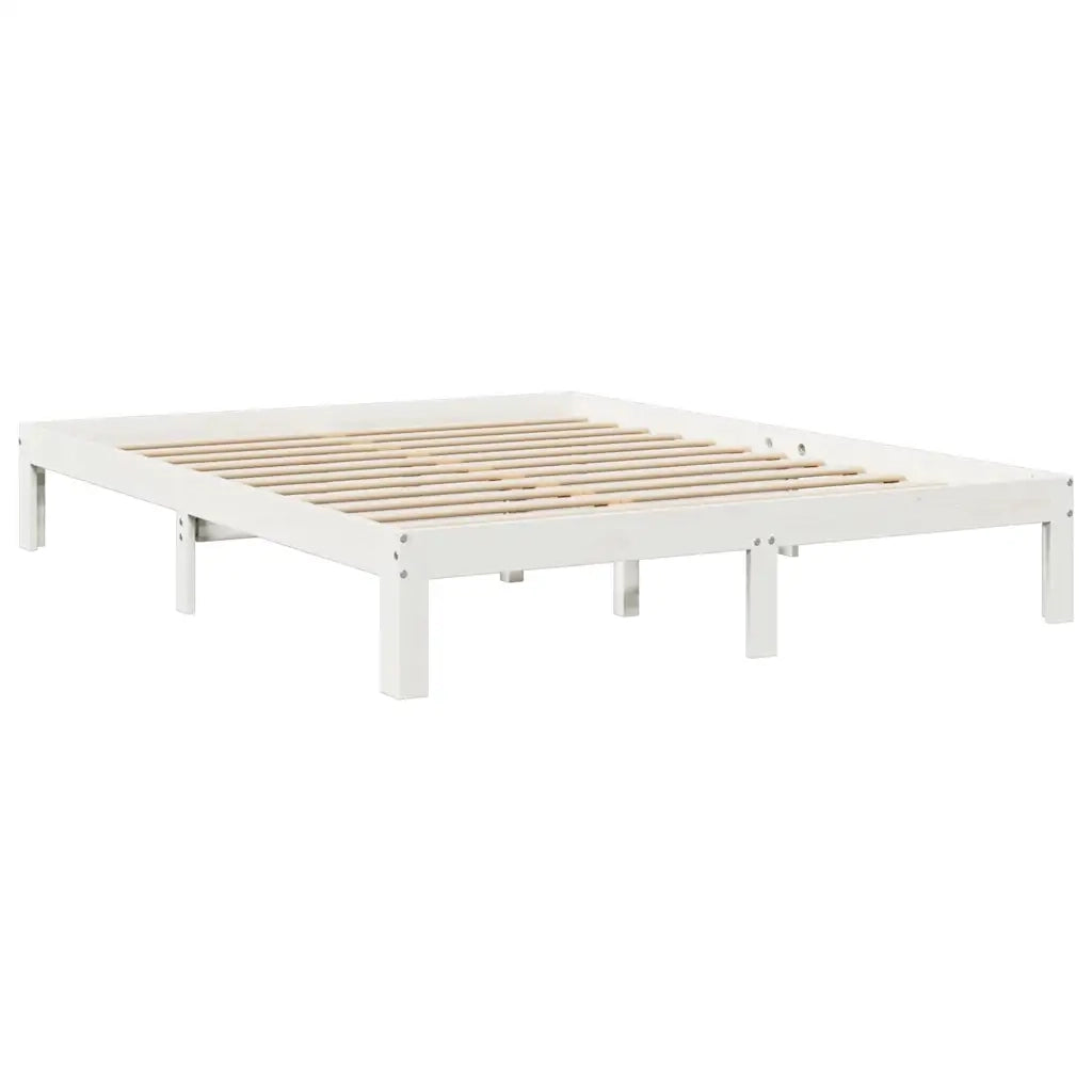Letto Libreria senza Materasso-Struttura Letto con contenitore Bianco 140x190 cm Legno di Pino 394410