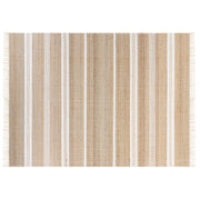 Tappeto in iuta beige e bianco con motivo a righe e nappe 160 x 230 cm soggiorno camera da letto stile boho