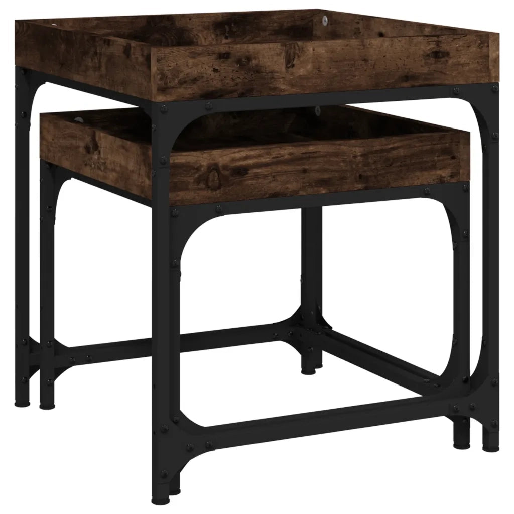 Tavolini 2 pz Rovere Fumo in Legno Multistrato cod mxl 23784