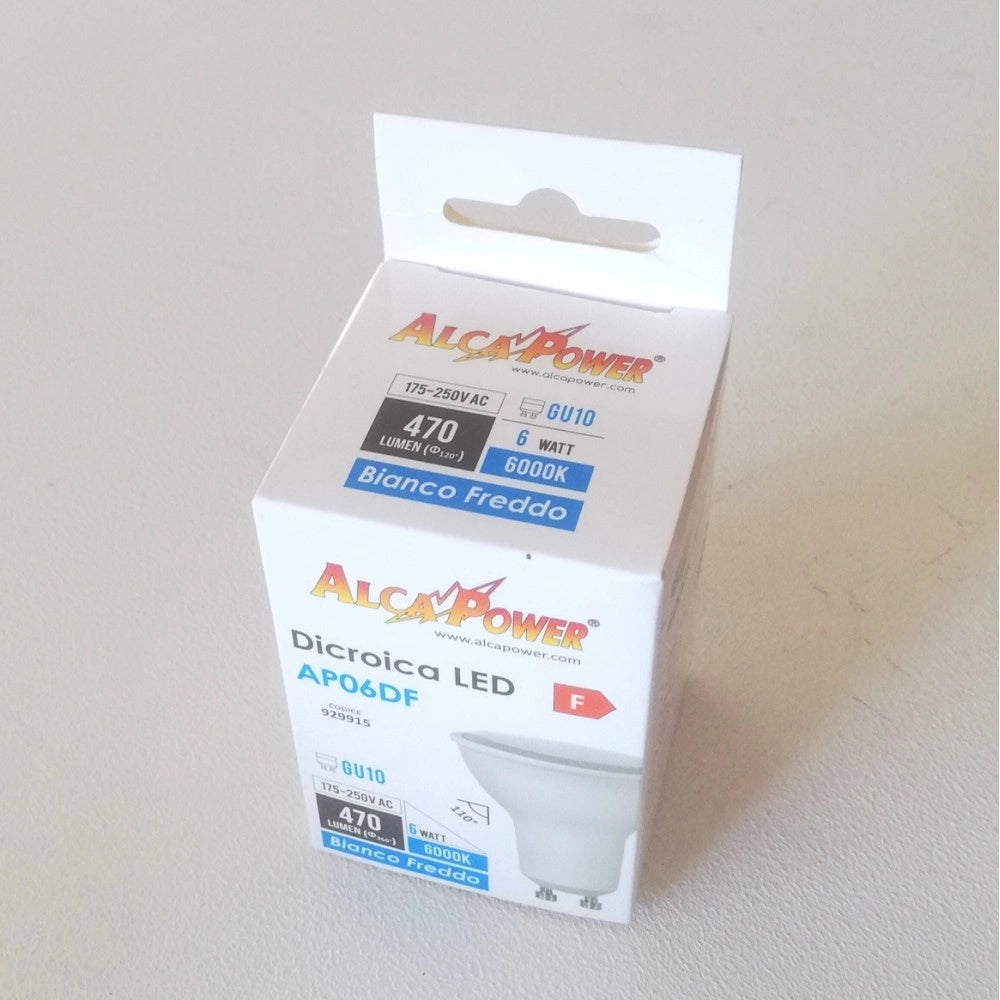 Alca power gu10 6w 230v 470lm 6000k lampada dicroica a led