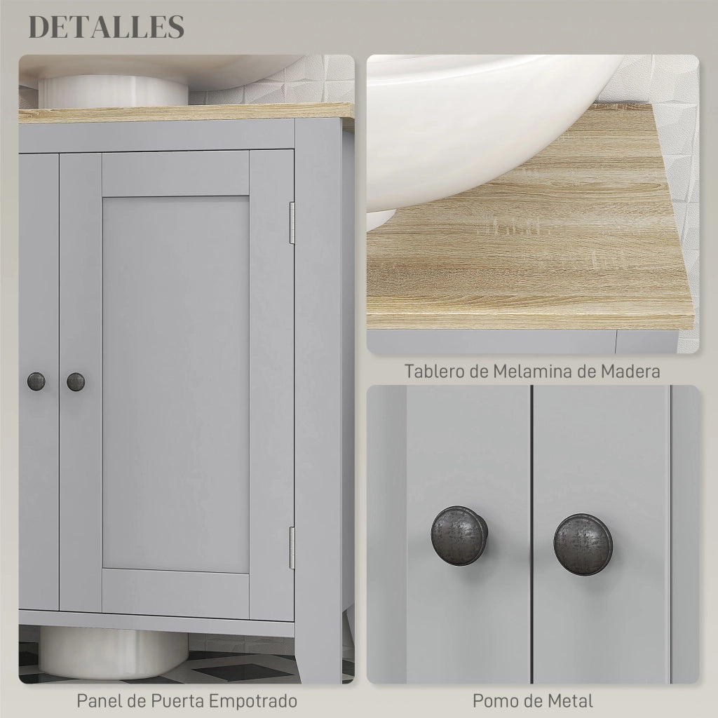 Mobile Sottolavabo con 2 Ante e Ripiano Regolabile ¨C Minimal ¨C 60x30x60 cm Grigio