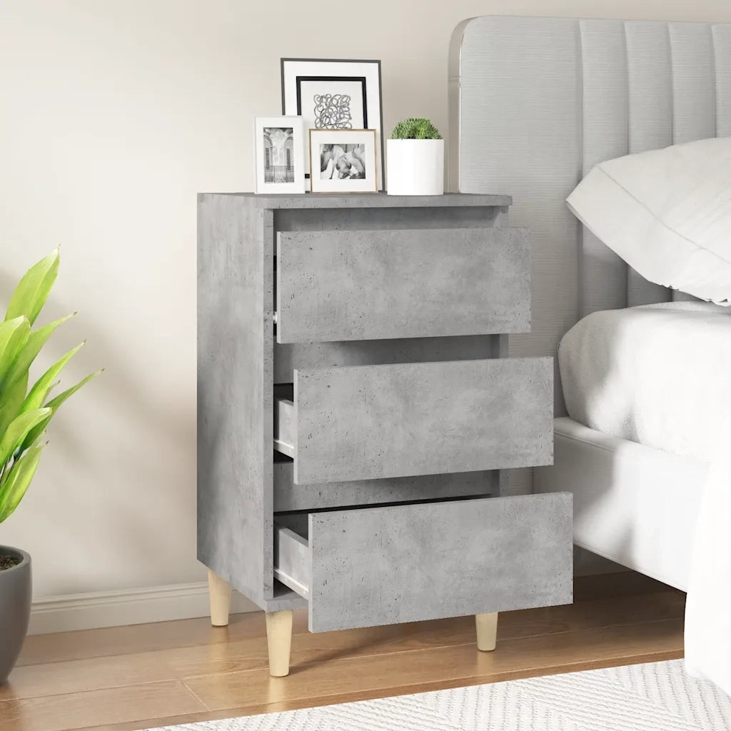 Comodino | Armadio da Notte | Mobiletto da notte Grigio Cemento 40x35x70 cm in Legno Multistrato