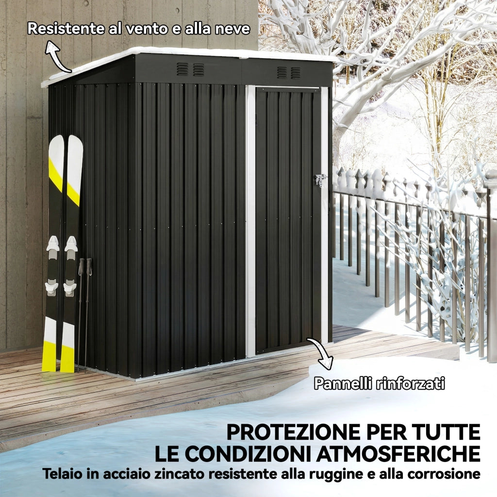 Capanno Giardino in Metallo ¨C zephmum ¨C 163x90x179 cm Grigio Scuro