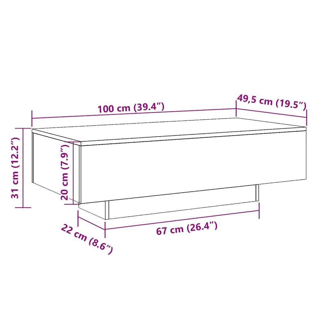 Coffee Table Black 100x49.5x31 Cm Wood Material