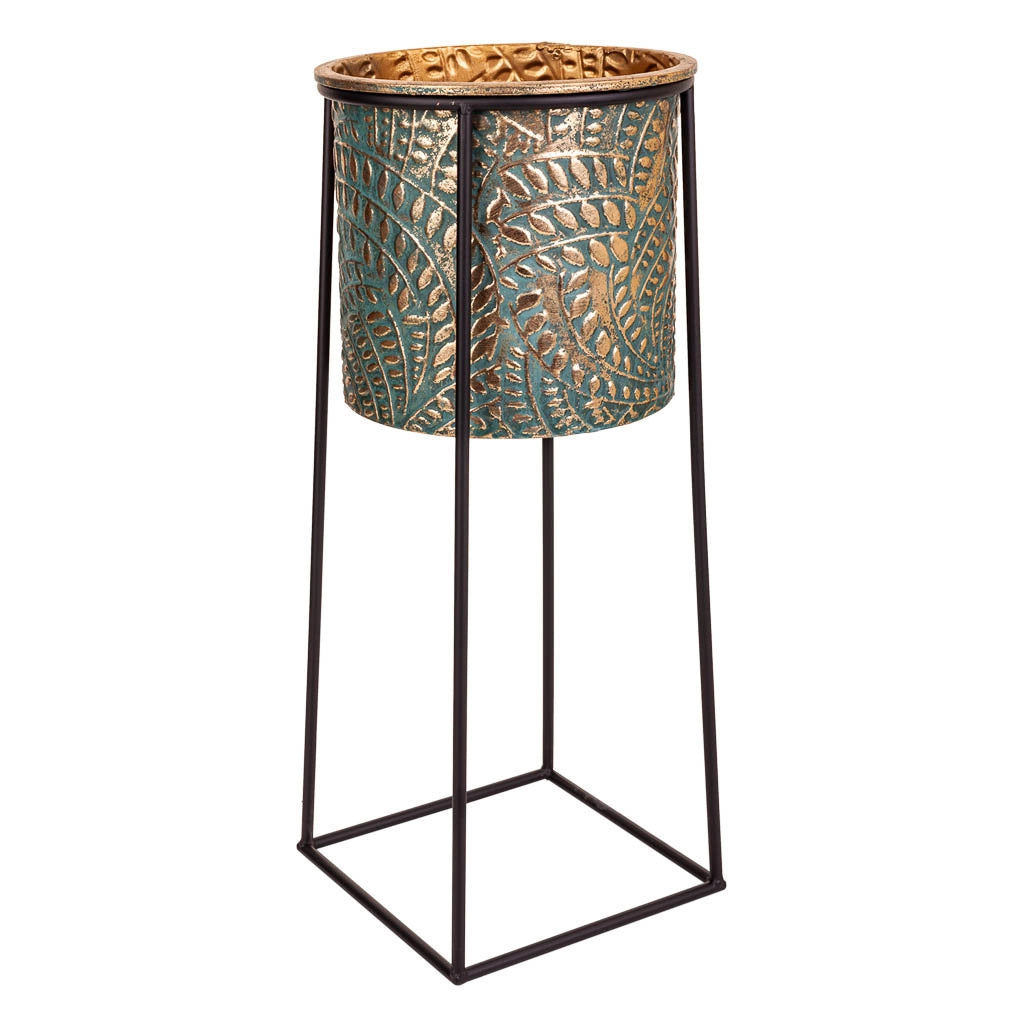 Vaso da fiori in metallo dorato 22,5x22,5x52,5h