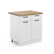 Mobiletto base per cucina Fame-Line Bianco rustico/Bianco 80 cm, PL Rovere Vicco