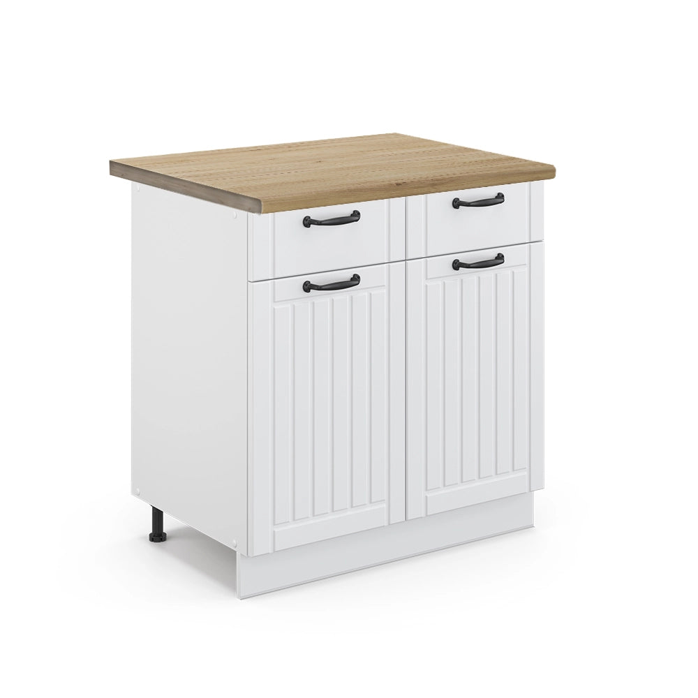Mobiletto base per cucina Fame-Line Bianco rustico/Bianco 80 cm, PL Rovere Vicco