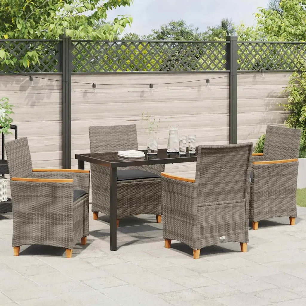 Set da Pranzo per Giardino 5 pz Grigio polyrattan 3381095