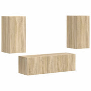 Set di Mobiletto da TV a Parete 4 pz | Armadietto TV | Mobile Porta TV Rovere Sonoma