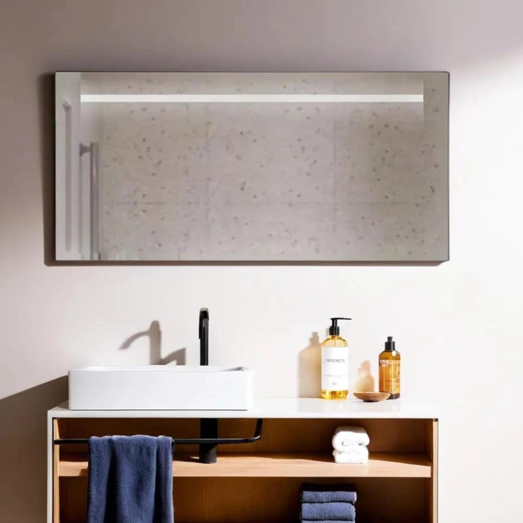 Specchio Bagno LED ATENA 120x60 cm, Specchiera bagno Grande Retroilluminato 4000K, Design Moderno, da parete Senza cornice