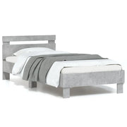 Giroletto con Testiera e LED-Struttura Letto con testiera Grigio Cemento 90x190 cm
