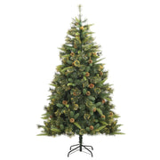 Albero di Natale Artificiale-Decorazioni natalizie Incernierato con Pigne 210 cm