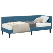 Letto singolo | Letto per adulti | Struttura Letto Angolare con Materasso 2 pcs Blu Velluto