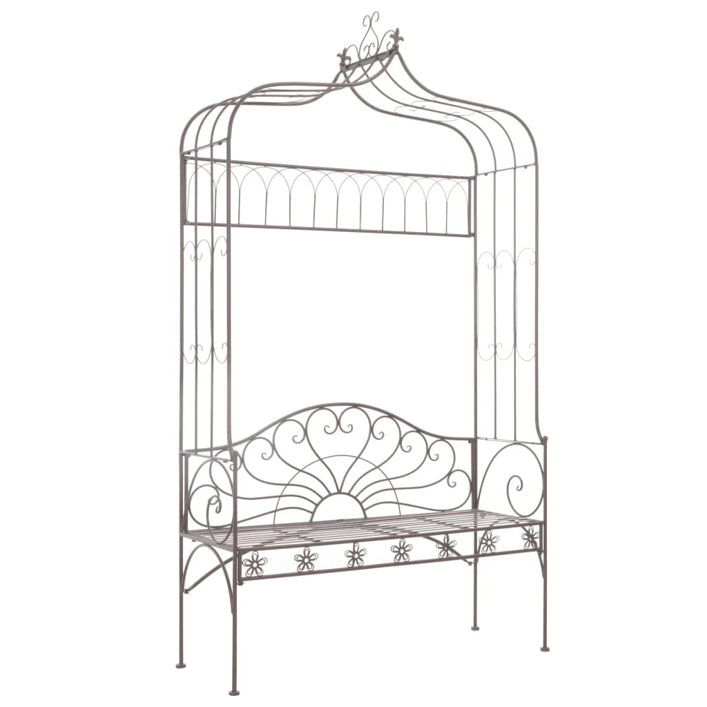Panca da giardino mobili da esterno per patio terrazza 122 x 43 x 220 cm ferro marrone anticato 02_0011218