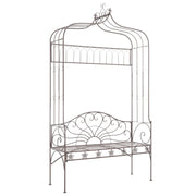 Panca da giardino mobili da esterno per patio terrazza 122 x 43 x 220 cm ferro marrone anticato 02_0011218