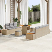 Set Divano da Giardino con cuscino 10 pcs Beige Poly Rattan 3364827