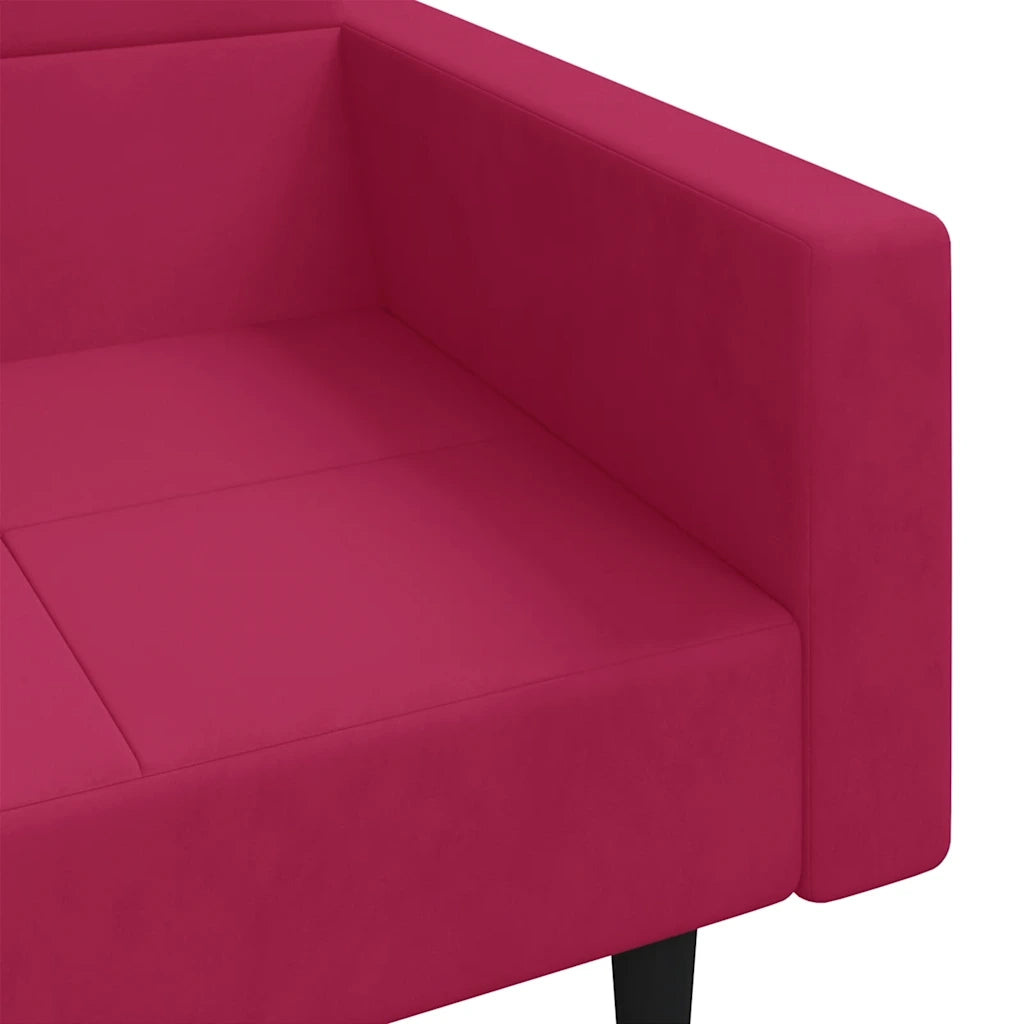 Divano letto | Sof¨¤ letto | Letto singolo a 2 Posti con 2 Cuscini Rosso Vino in Velluto