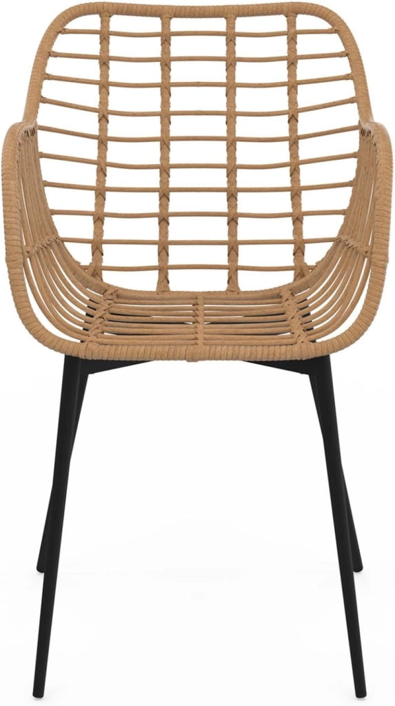 Set di 2 sedie da pranzo SUMMER in rattan con gambe in metallo nero