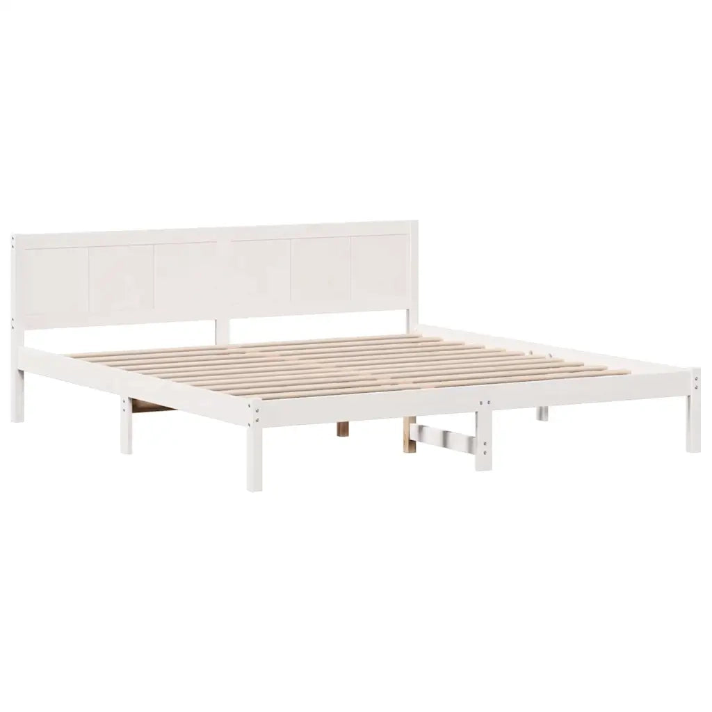 Struttura del letto Bianco 200 x 200 cm Legno massello di pino 872177