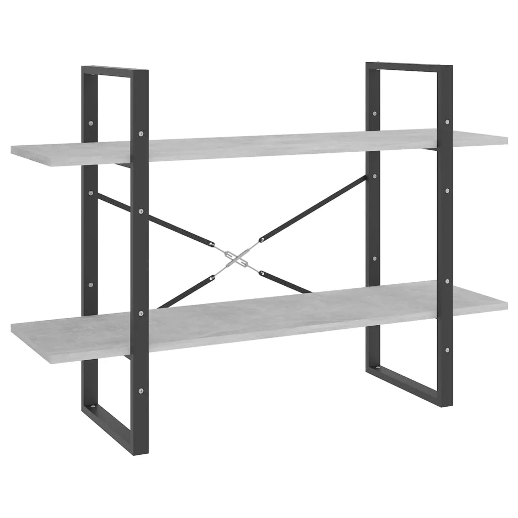 Libreria 2 Ripiani-Scaffale per Libri-Mobile di Stoccaggio Grigio Cemento 100x30x70cm Legno Multistrato