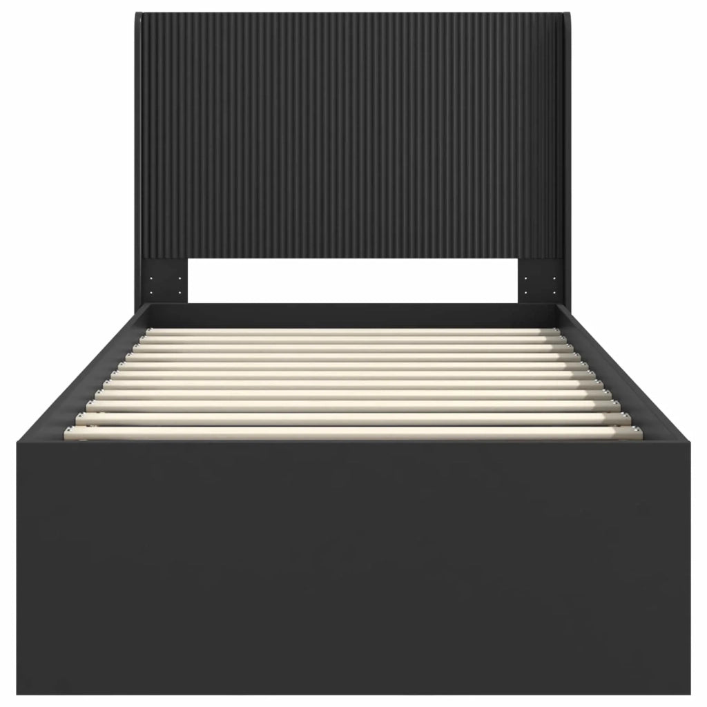 Struttura del letto con stoccaggio e testata Nero 90 x 190 cm