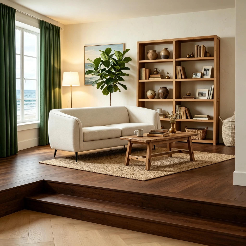 Divano letto 2 posti con seduta ampia, cuscino spesso e supporto a molle insacchettate per relax in poliestere beige