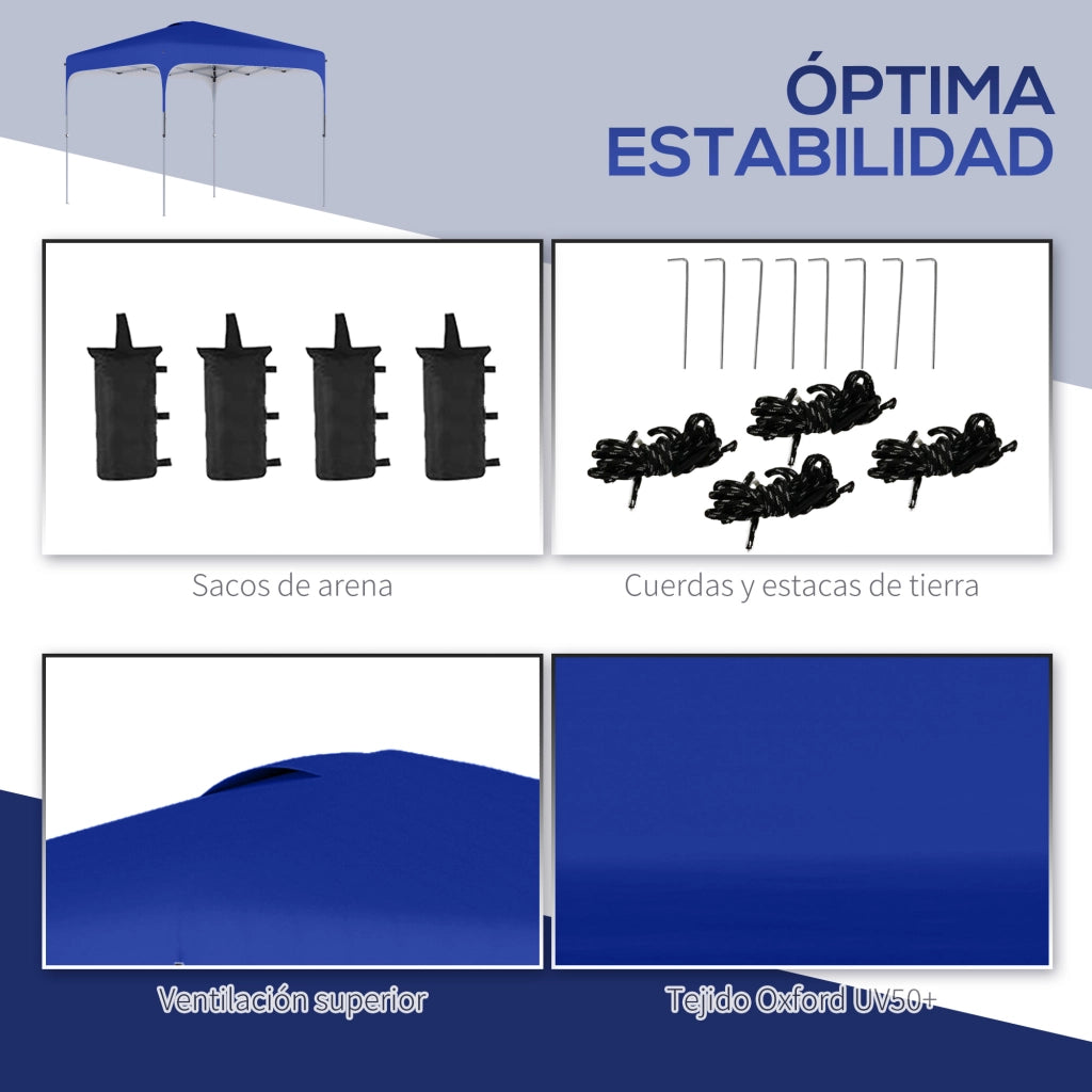Cenador da giardino 2,5x2,5x2,7 m con altezza regolabile ¨C zephmum ¨C blu, impermeabile, anti-UV