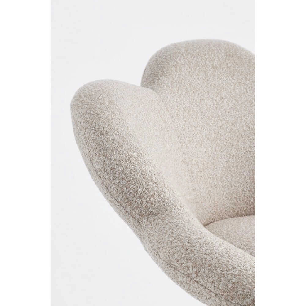 Set di 2 Poltroncine Girevoli Regolabili in Tessuto Bouclé con Base Cromata - BLOOM