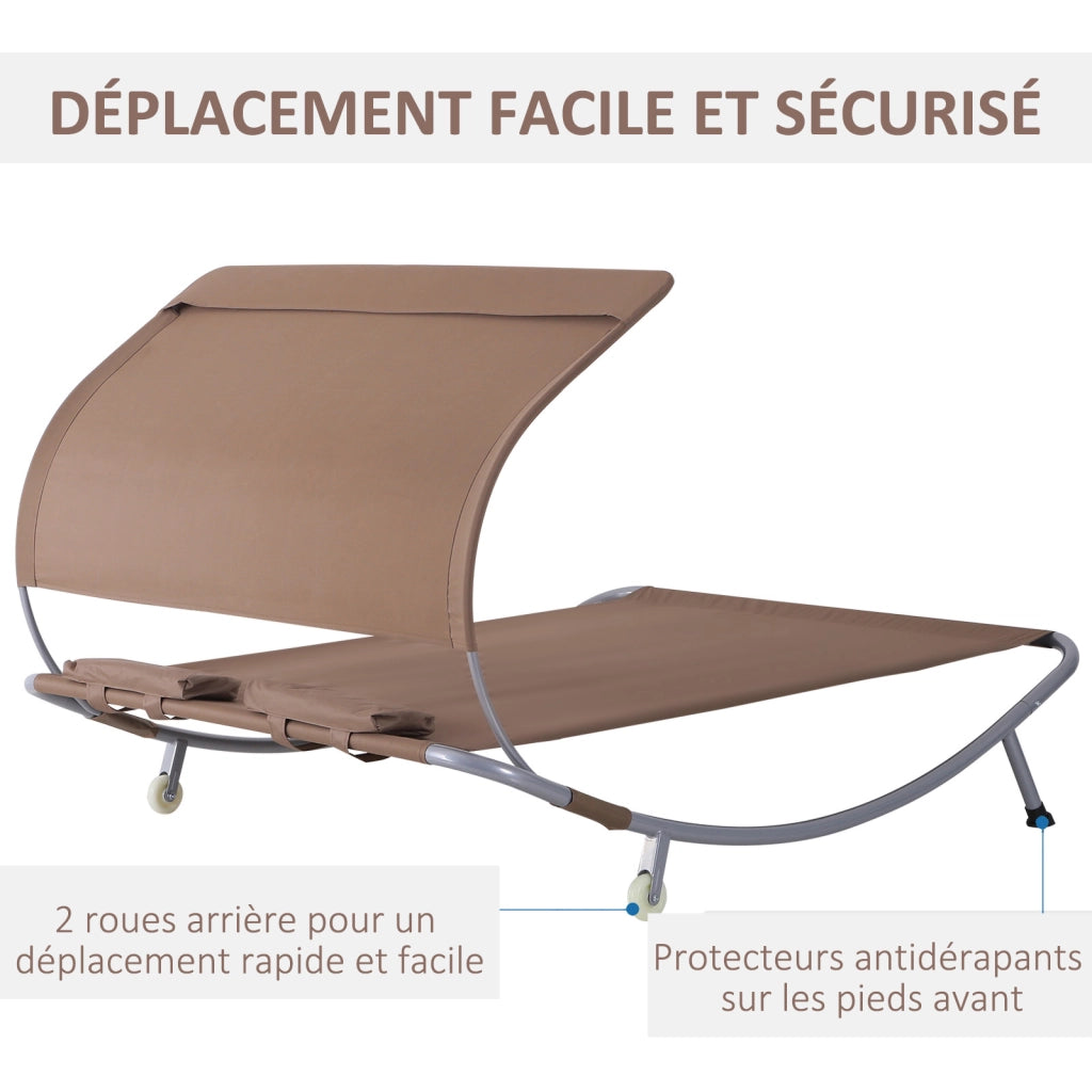 Letto da Giardino 2 Posti con Tetto Regolabile ¨C Zephmum ¨C Acero Epoxy Poliestere Marrone Scuro
