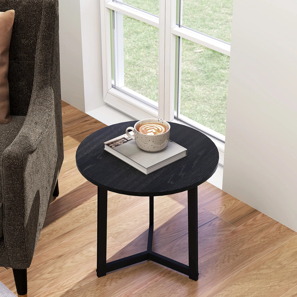 Tavolo da pranzo - set 2 tavolini rotondi - struttura in acciaio - fino a 35 kg - nero - design moderno