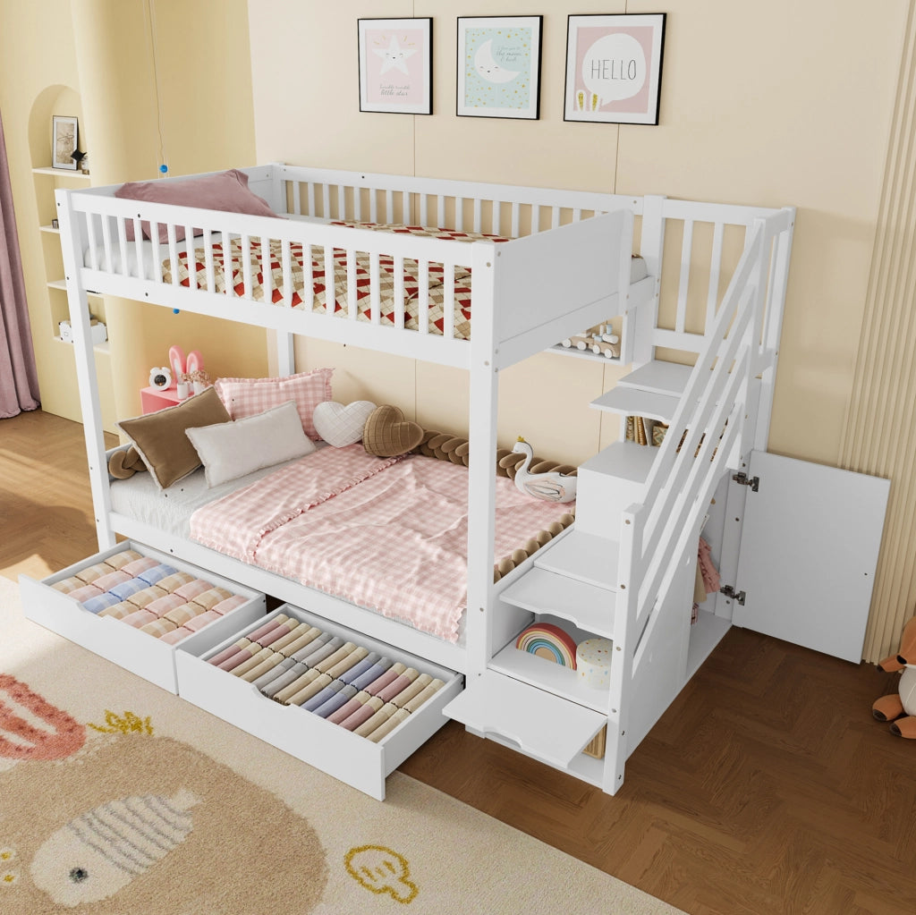 Letto a castello 90x200 cm con armadio, cassetti e spazio contenitivo