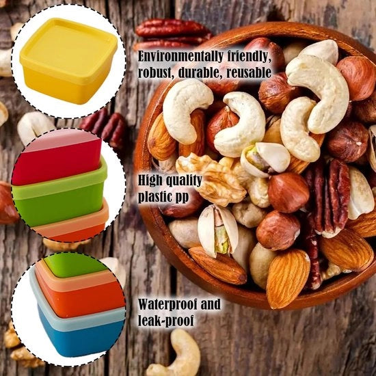 Confezione da 10 mini-contenitori alimentari, piccola scatola di conservazione con coperchio, contenitori mini per campeggio per salse, salse e spezie (6 * 6 * 3,5 cm)