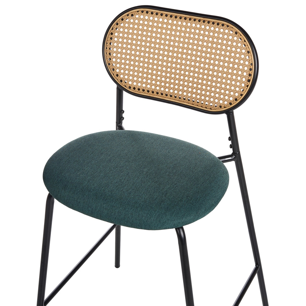 Set di 2 sedie da bar con struttura in metallo e schienale in rattan nero sgabelli da bar eleganti