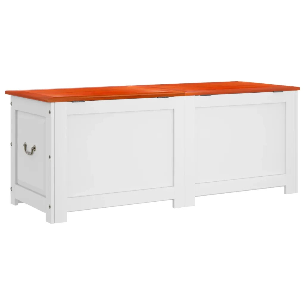 Cassapanca con Coperchio Marrone e Bianco Legno Massello Acacia CFW9625597