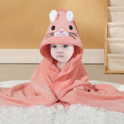 Bambino asciugamano con cappuccio - 80 x 80 cm - Fleece Coral Bambino asciugamano - Carino asciugamano per bambini con cappuccio - Adatto per bambini e neonati - Unisex - 0-5 anni
