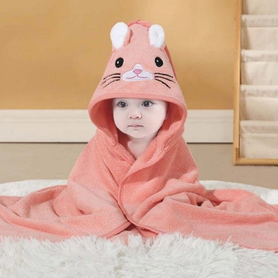Bambino asciugamano con cappuccio - 80 x 80 cm - Fleece Coral Bambino asciugamano - Carino asciugamano per bambini con cappuccio - Adatto per bambini e neonati - Unisex - 0-5 anni