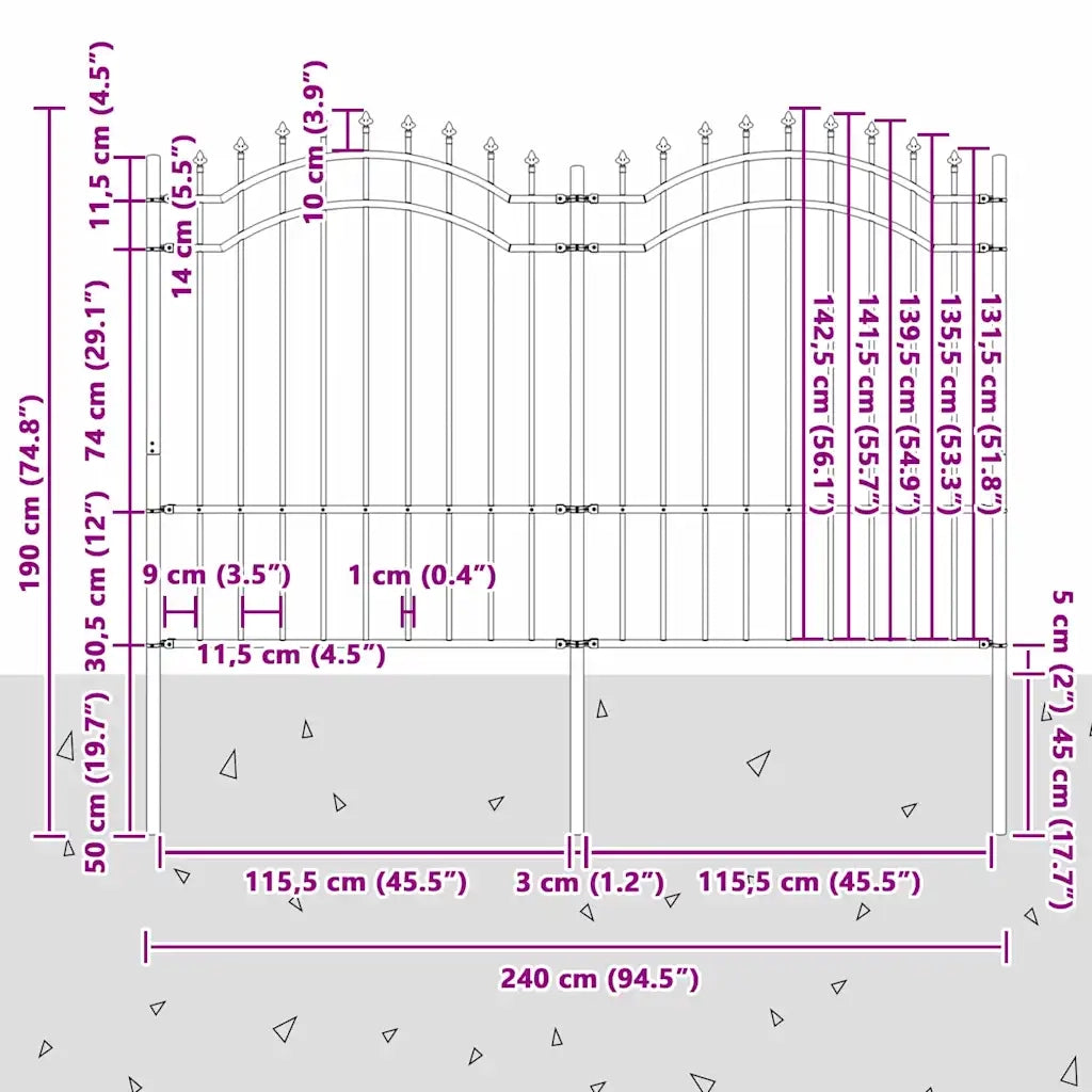 vidaXL Recinzione per Giardino Bianco 190 cm
