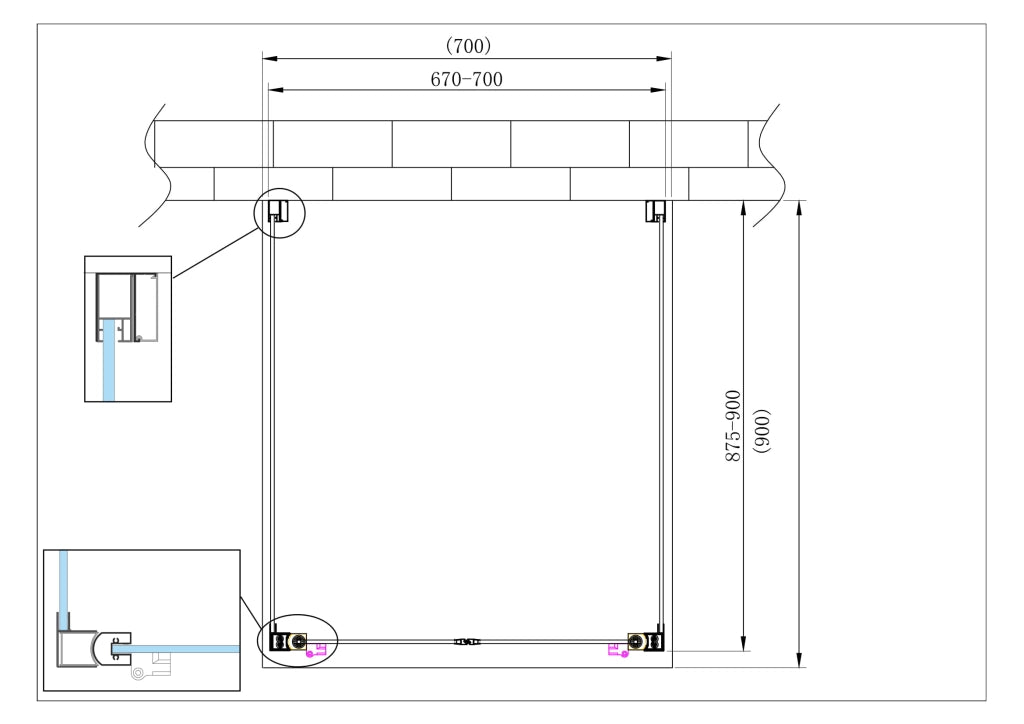Porta battente Saloon  + 2 lati fissi box doccia 6 mm cromo 2 FISSE 87,5-90 + SALOON 67-70