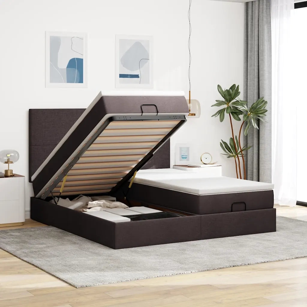 Struttura Letto Pouf con Materassi 160x200 cm in Tessuto 3314516