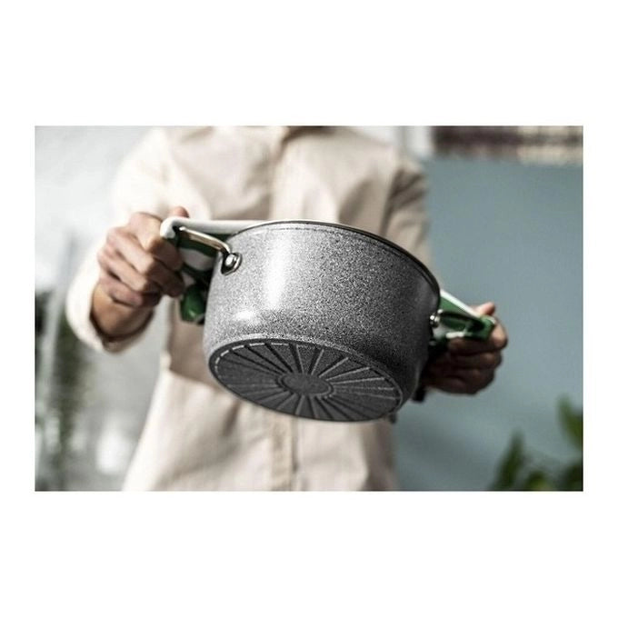 Ballarini 1007050 Salina Pentola Antiaderente 4,7 L con Coperchio in Vetro 24 cm Acciaio Inox Grigio granito colore Grigio