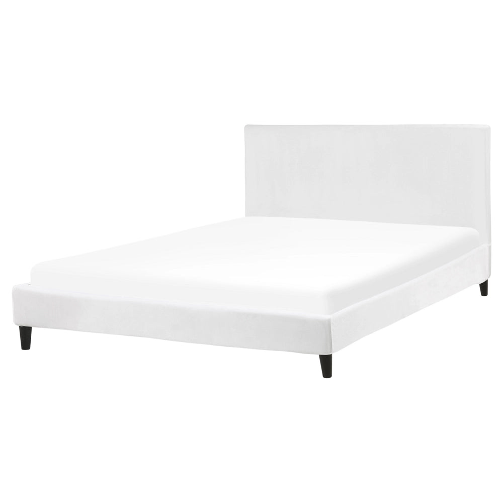 Letto 160 x 200 cm telaio a doghe in velluto bianco contemporaneo