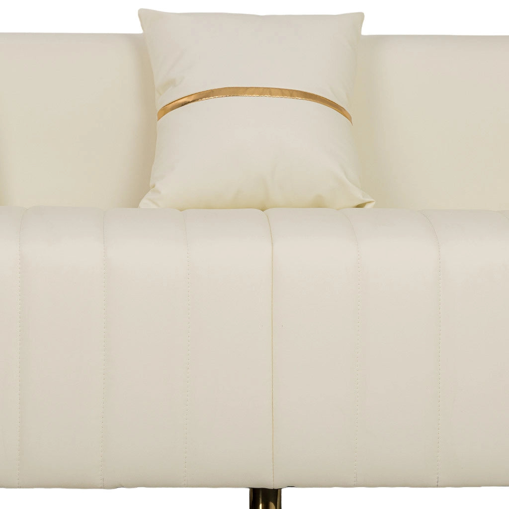 Divano in ecopelle beige 185x72x76h cm