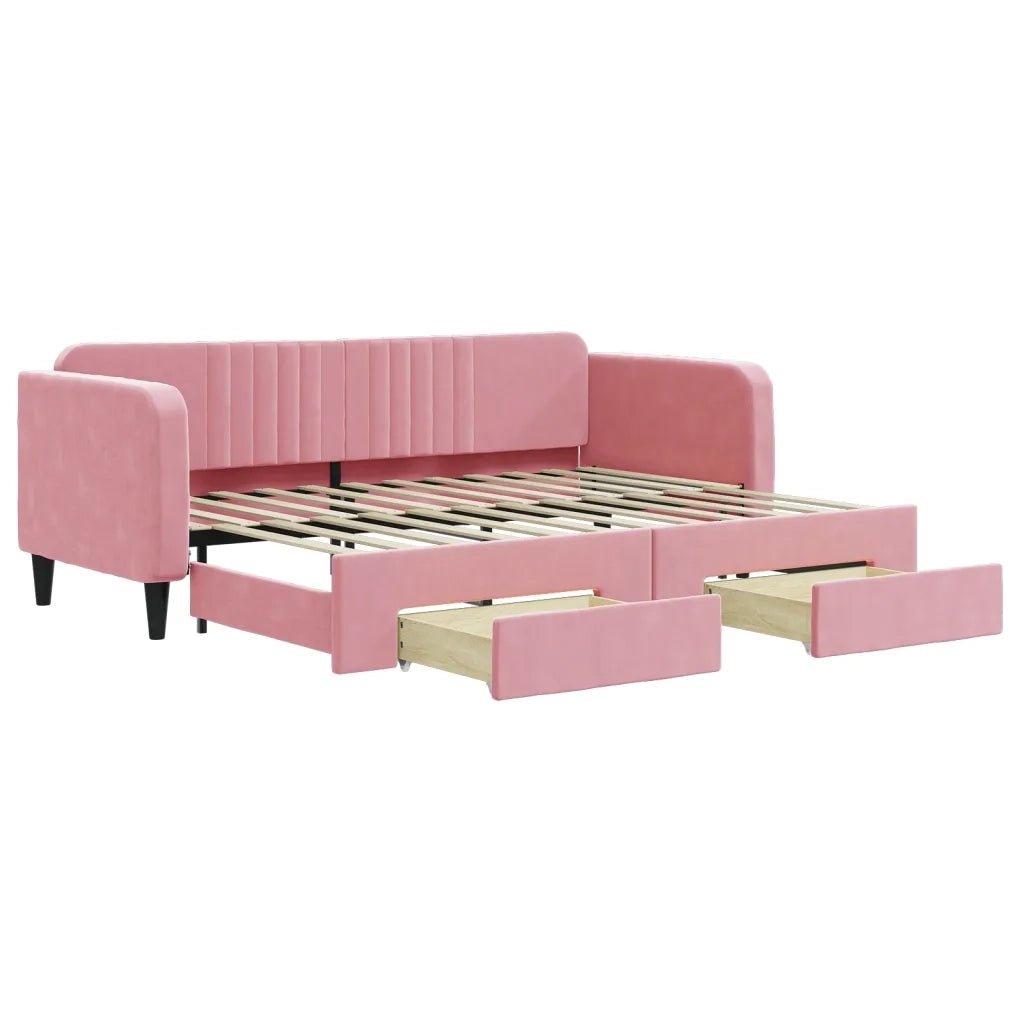Divano Letto Estraibile con Cassetti Rosa 80x200 cm Velluto 3197107