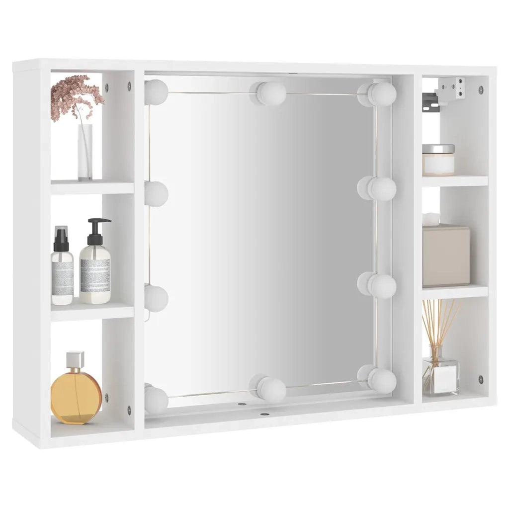 Mobile a Specchio con LED-Armadietto a Specchio Bianco 76x15x55 cm