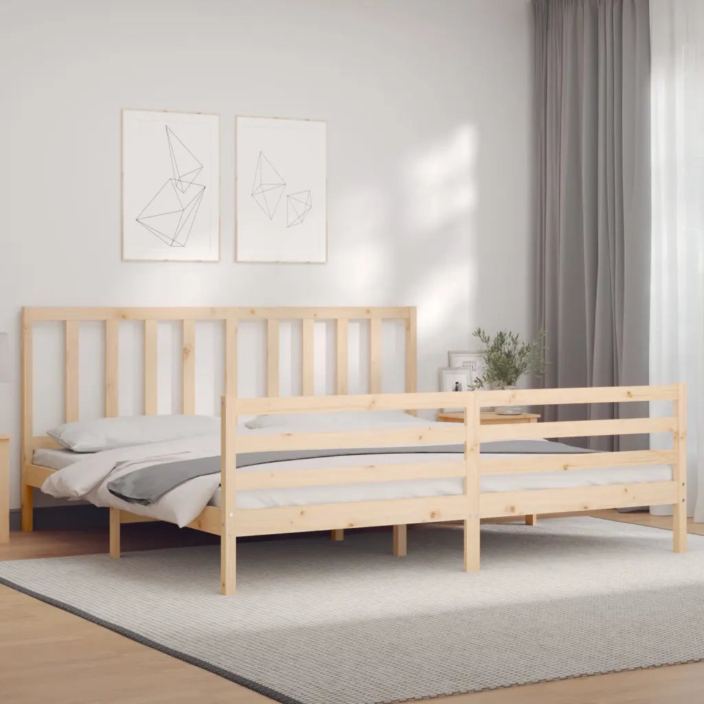 Giroletto senza Materasso-Struttura Letto 200x200 cm in Legno Massello di Pino 254314