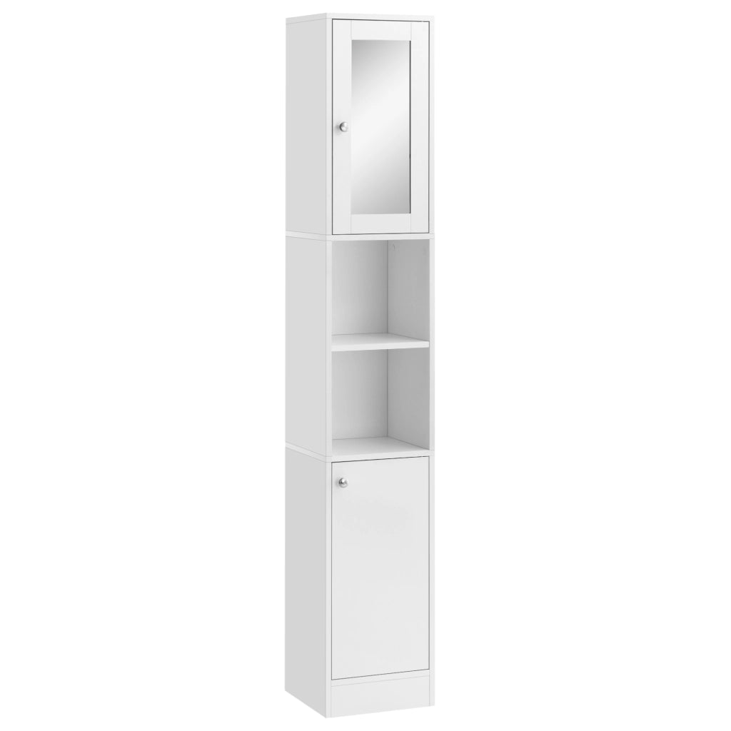 Armadio Bagno con Specchio ¨C zephmum ¨C Bianco Legno 30x28x180 cm