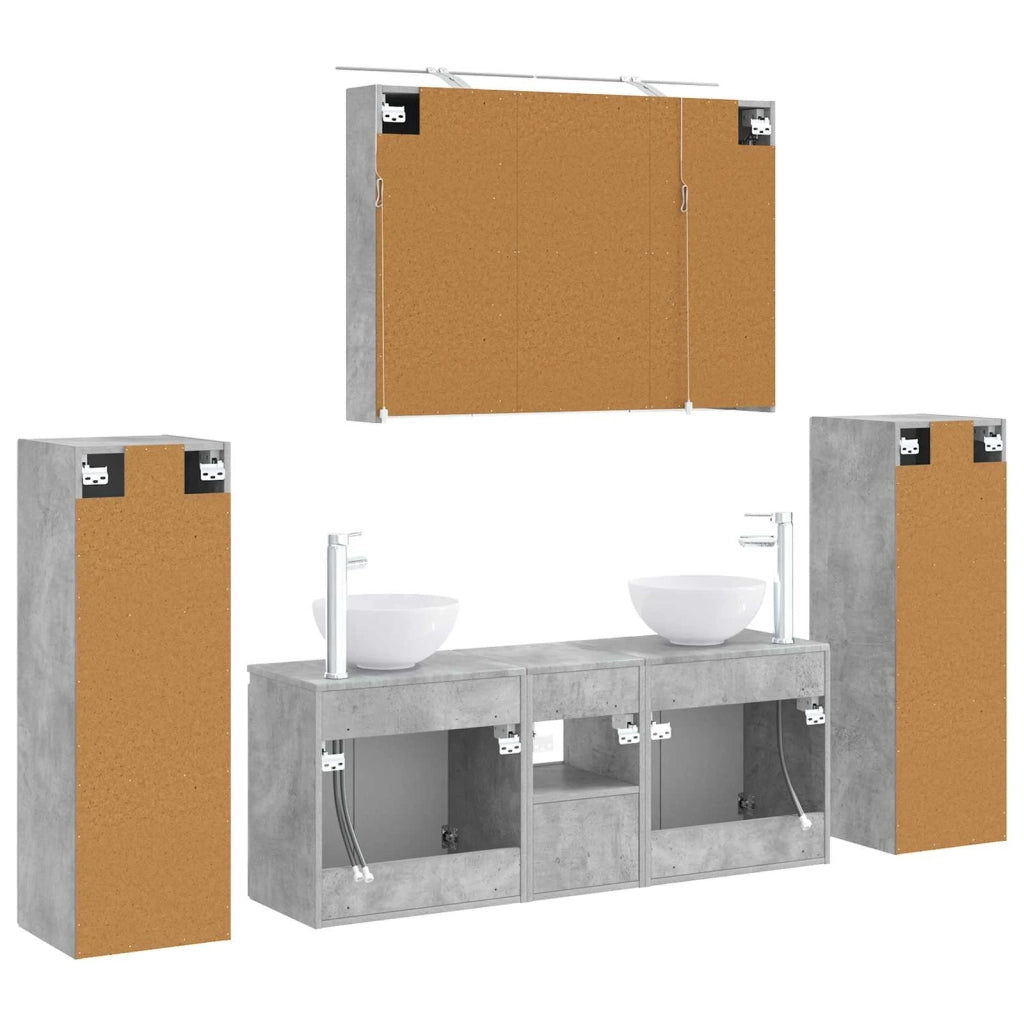 Set di mobili per il bagno 6 pcs Grigio Cemento 3407146