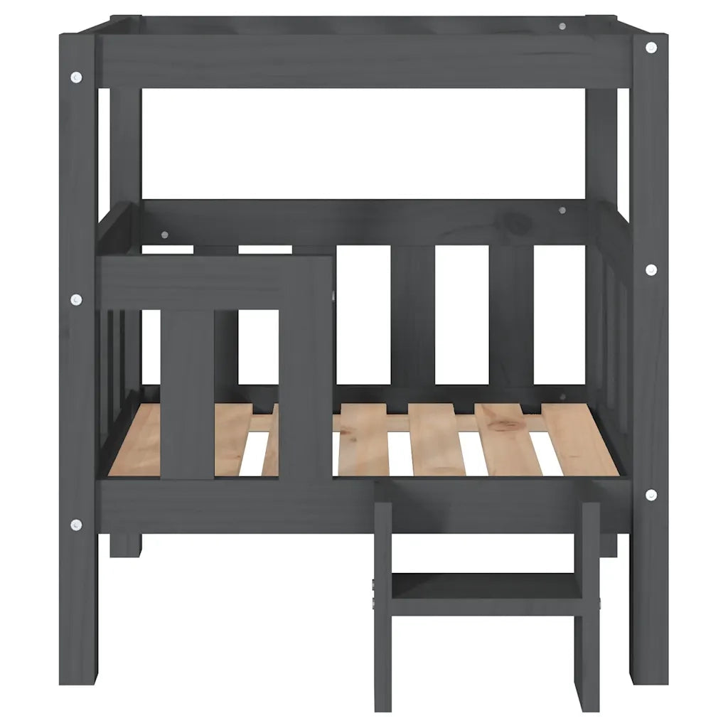 Cuccia per Cani Grigio 65,5x50,5x70 cm in Legno Massello di Pino 822374