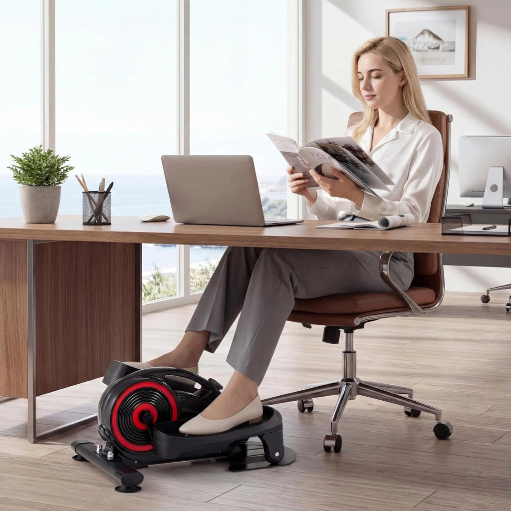 Ellittica da Casa, Ellittica sotto Scrivania Salvaspazio con Display e Resistenza Magnetica Regolabile, Pedaliera Riabilitazione Silenziosa e Portatile per Gambe e Cardio a Basso Impatto