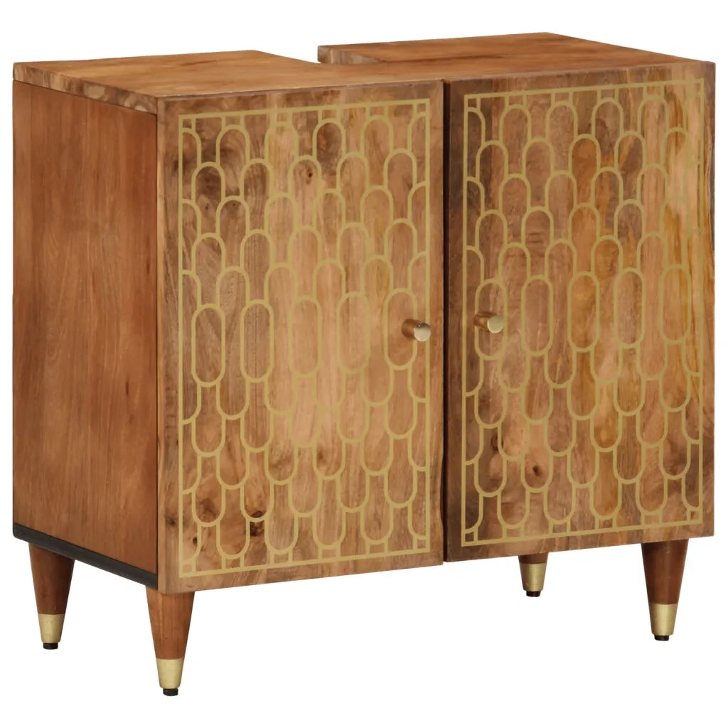vidaXL Set Mobili da Bagno 2pz in Legno Massello di Mango
